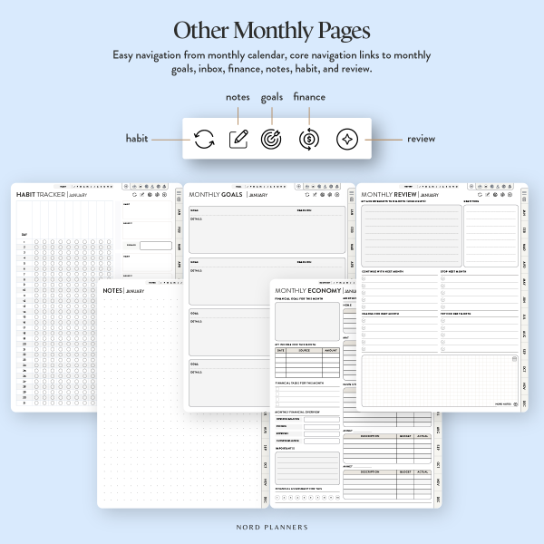 2025 Nord Monthly Portrait Digital Planner for iPad (Goodnotes, Noteful) - Image 5