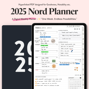 2025 Nord Weekly Portrait Digital Planner for iPad (Goodnotes, Noteful)