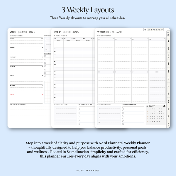 2025 Nord Weekly Portrait Digital Planner for iPad (Goodnotes, Noteful) - Image 6