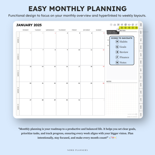 2025 Nord Monthly Landscape Digital Planner for iPad (Goodnotes, Noteful) - Image 4