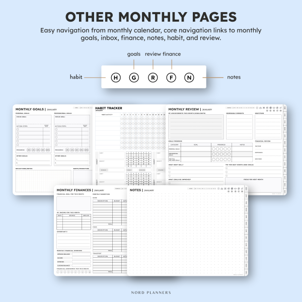 2025 Nord Monthly Landscape Digital Planner for iPad (Goodnotes, Noteful) - Image 5